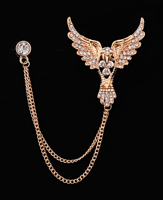 Fashion Animal Shape Metal Rhinestone Decor Hanging Chain Brooch